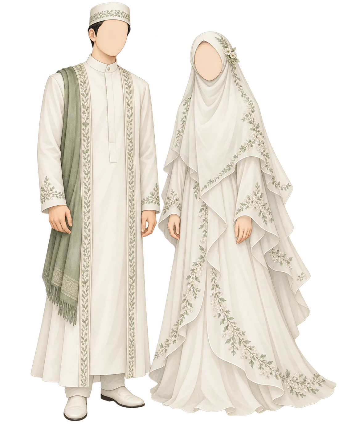 Khimar dan busana putih gading